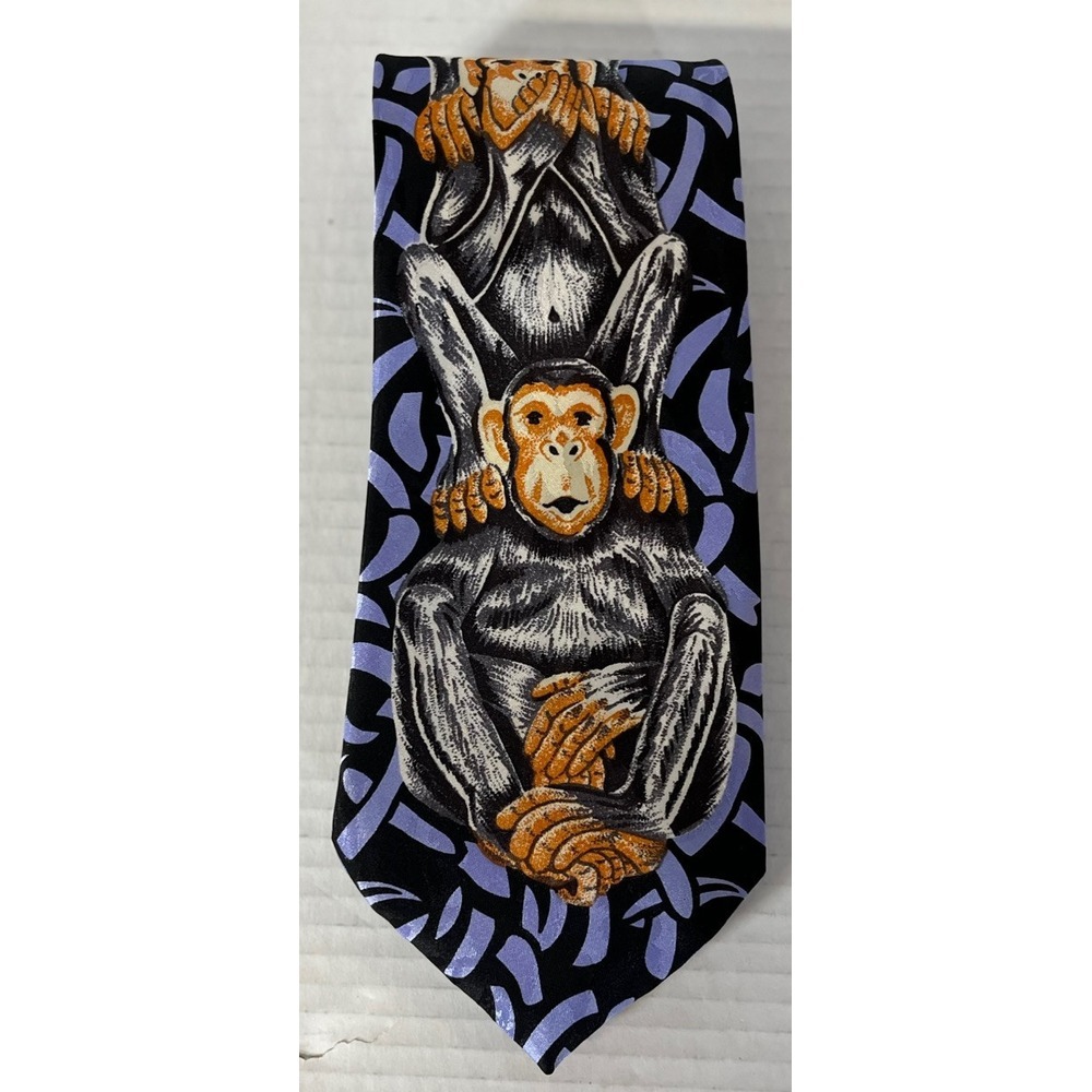 Marco Polo Italian Style Men's Necktie Tie Purple Animal Print - Picture 2 of 6